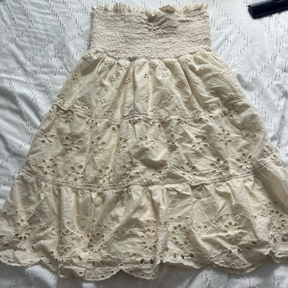 Beige color sun dress with pattern